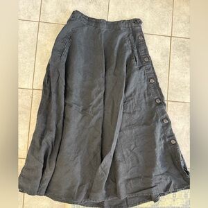 Vintage 100% Black Linen Maxi Full Skirt